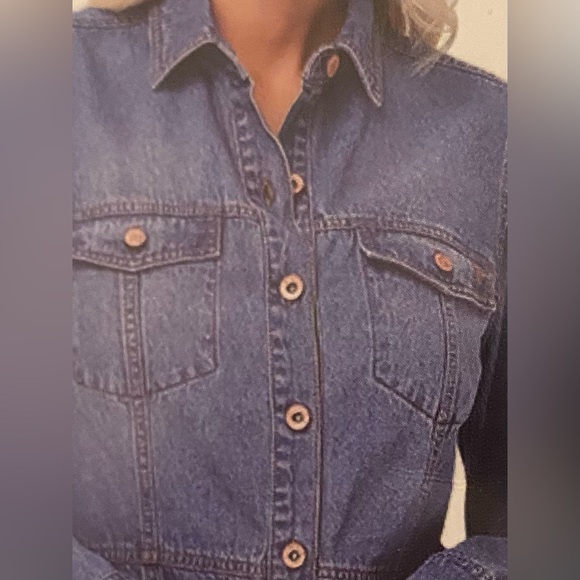 Women’s FRYE Button Front Dark Wash Denim Dress - Picture 5 of 12